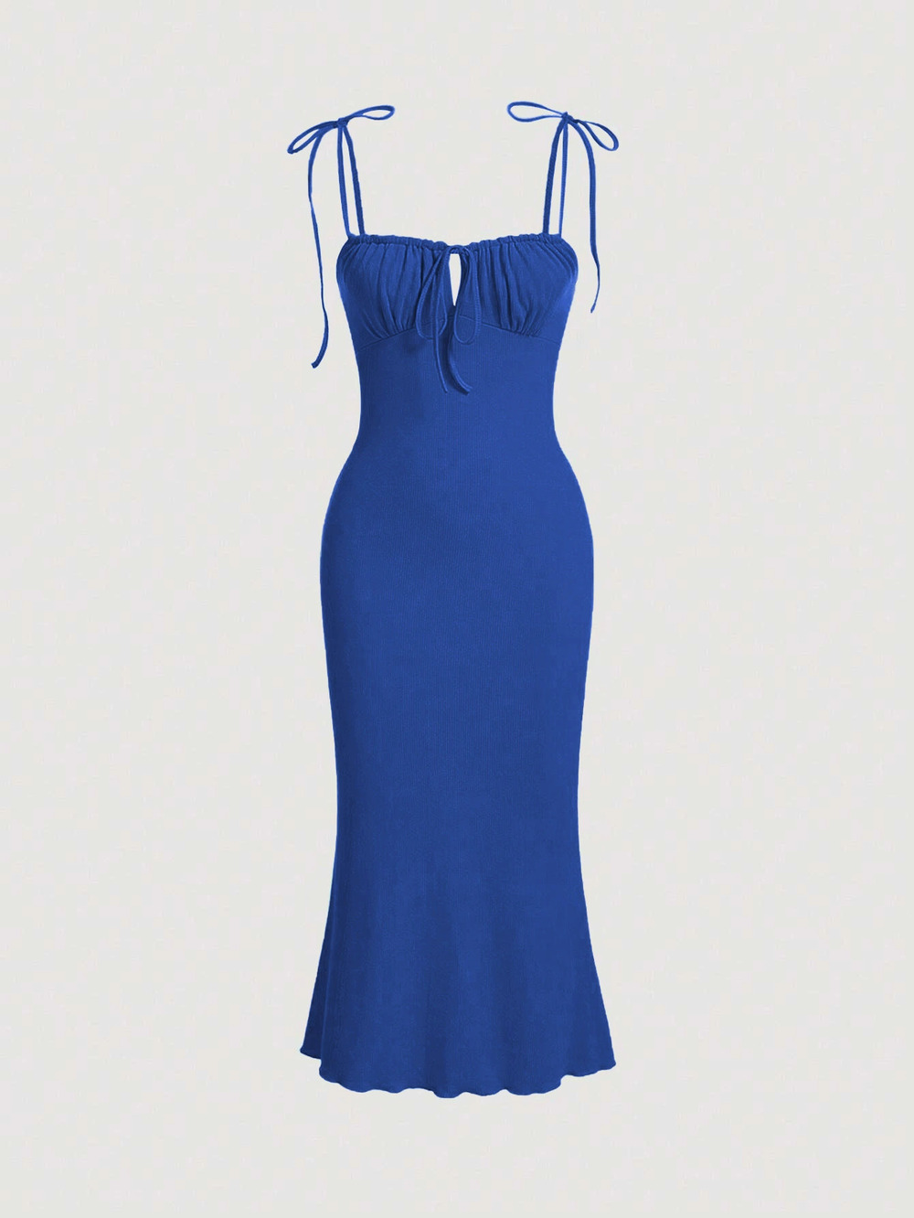 ZARA Sexy Drawstring Bodycon Mermaid Maxi Dress Spaghetti Strap French Vacation